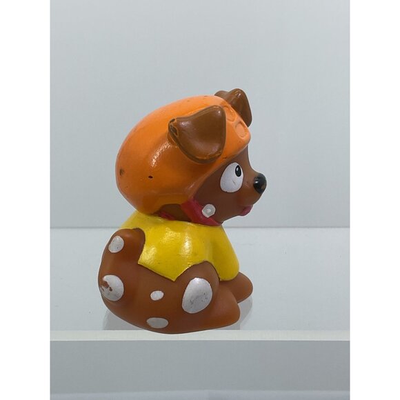 Fisher Price Little People Dog Figurine With Helmet & Yellow Outfit - Picture 2 of 5